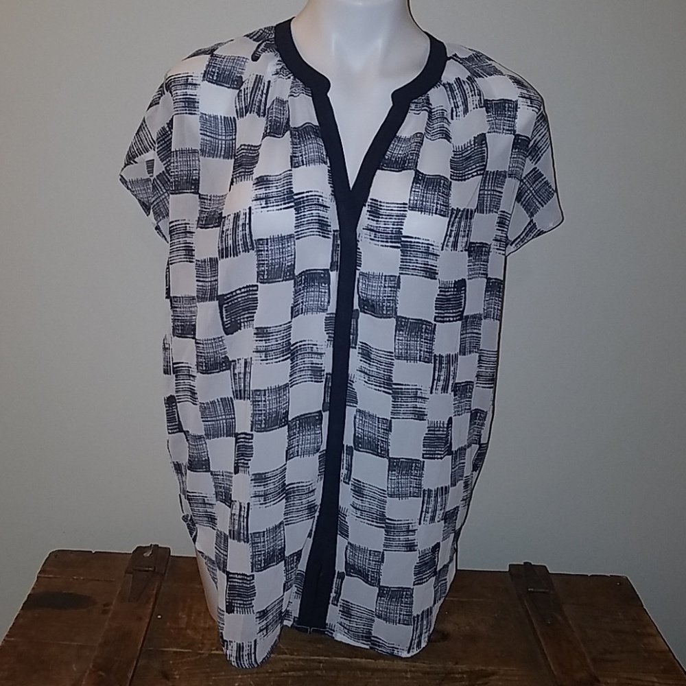 Oversized Checkered Button Up Blouse